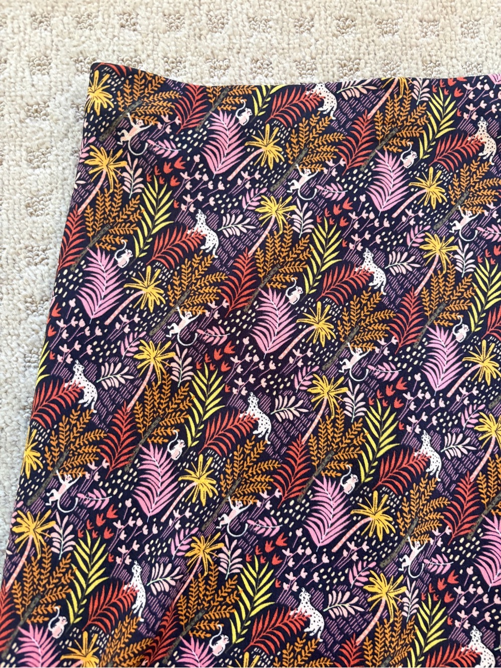 Loft Botanical Floral A-Line Skirt in Pink, Yellow & Black Medium